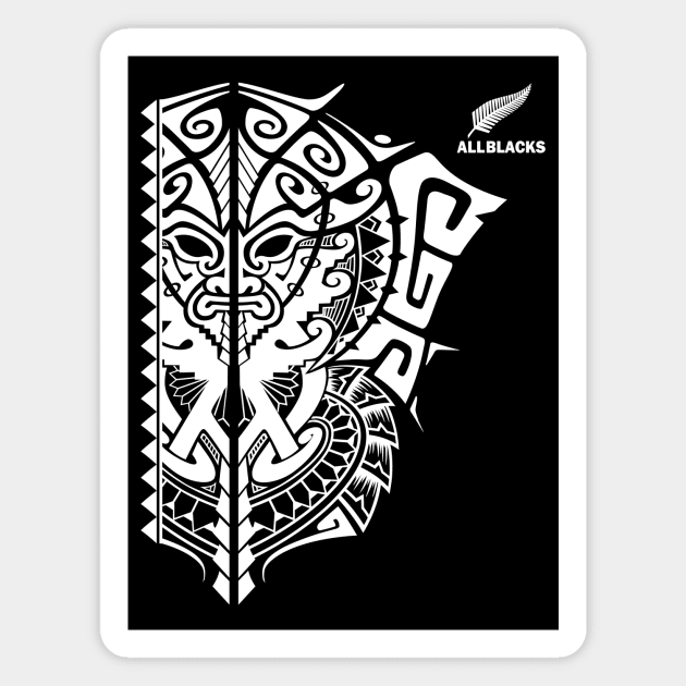 All Blacks Rugby New Zealand Maori Tattoo Warrior Mask Magnet by CGD